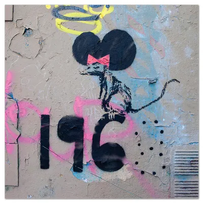 Image de Giallobus - Souris 1968 - Banksy - 50L x 50l cm - Tableau - Verre acrylique