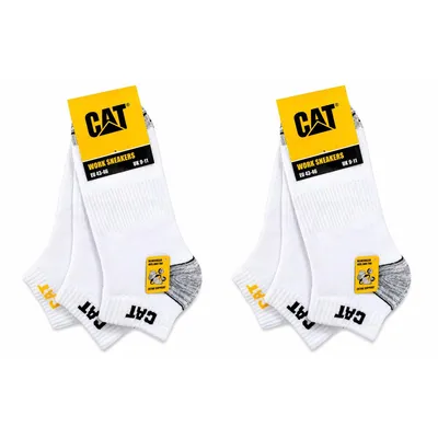 Produktbild von 6 Paar CAT CATERPILLAR WORK SNEAKERS ArbeitsSneaker ArbeitsSocken in weiß, Größe 39-42, kurze Sneaker Socken kurze Arbeitssocken Strümpfe Füsslinge