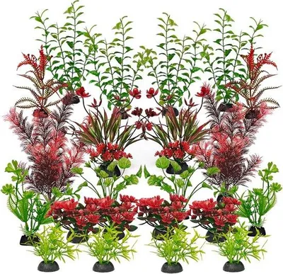 Productafbeelding van Kunstmatige aquariumplanten - realistische decoratie - 20 stuks - groen - kunststof