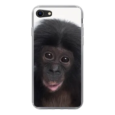 Produktbild von MuchoWow® Handyhülle Schutzhülle Hülle für iPhone 8 Affe - Schimpanse - Porträt - Kinder - Jungen - Mädchen Silikon Softcase Handy Hülle - Schutzhaube
