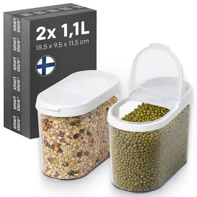 Productafbeelding van SmartStore voorraadpot, set van 2, BPA-vrij, 1,1 liter, voorraadcontainers met deksel