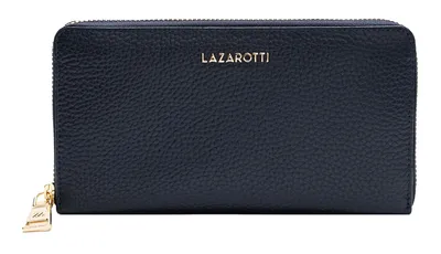 Zdjęcie produktu dla Skórzany portfel Lazarotti Bologna Leather Zip Around Wallet With 16 Card Slots Navy ciemnoniebieski