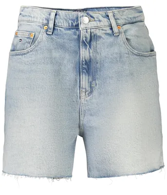 Produktbild von Damen Jeans Shorts Blau - Mom Fit mit Stickerei & Fransen