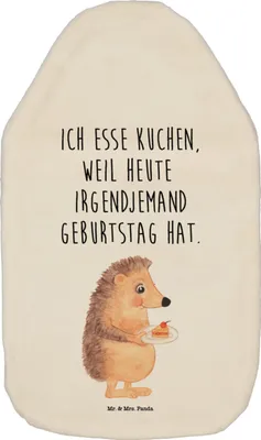 Produktbild von Mr. & Mrs. Panda Wärmflasche Igel Kuchenstück - Weiß - Geschenk, Wärmekissen, Lustige Sprüche, Kuchen Backen, Flauschige, Essen Spruch, Torte, mit Bezug, warmwasserbeutel