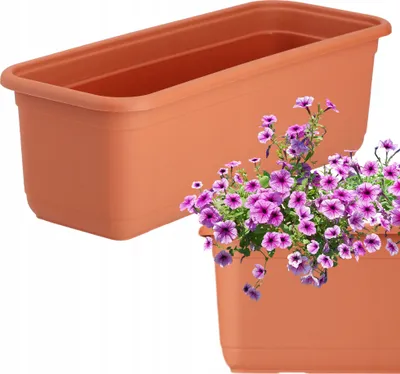 Produktbild von KADAX Blumenkasten "Evron", Balkonkasten aus Kunststoff, Blumentopf für Balkon, Fensterbank, Pflanzgefäß, 40 cm, Terracotta