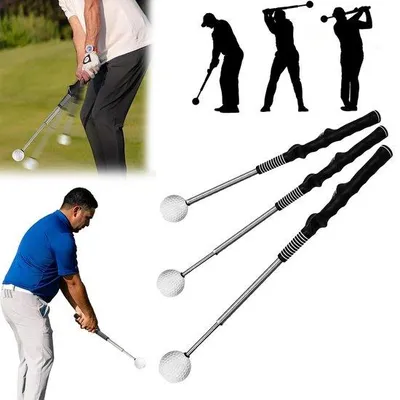 Imagen del producto de Unyqoos®: Entrenador de swing de golf telescópico y portátil, de 39 a 66 cm. Eje de acero inoxidable, empuñadura ergonómica antideslizante y retroalimentación acústica
