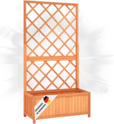 Produktbild von DELUKE® Rankkasten Gartenspalier MALO braun | 135x70x30cm | Spalier mit Blumenkasten mit Rankgitter Rankhilfe mit Pflanzenkasten Blumenkübel Pflanzgefäß