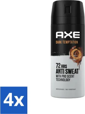 Image de Ax – Déodorant spray – 72 heures anti-transpiration – Tentation sombre – 150 ml - Pack économique - 4 pièces