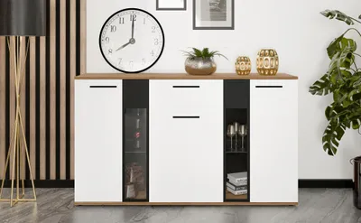 Produktbild von AX LIVING Formilo Sideboard Kommode Artisan Eiche Weiß matt 140,4 cm
