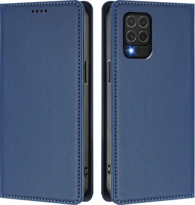 Obrázek produktu pro Kožené pouzdro pro Samsung Galaxy M62, magnetické flipové pouzdro zPolyuretankůže se stojánkem Tmavě modrá
