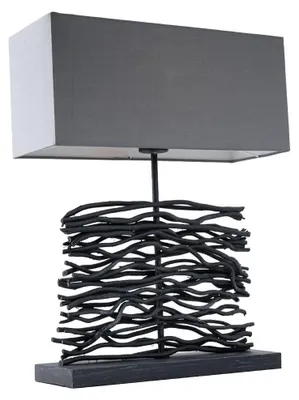 Produktbild von LED Tischlampe, Holz, Textil, grau, H 50 cm