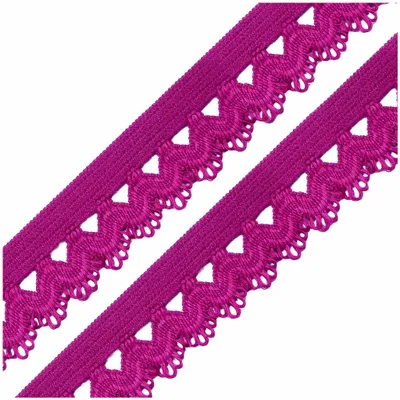 Wäschegummi 20% Elasthan Faltgummi Ziergummi 15mm Dessousgummi Bogenkante ab 1m fuchsia