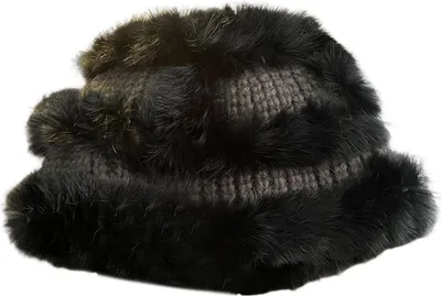 Produktbild von Damen-Fischerhut aus Imitationskaninchenfell, winddicht, warm, weich, gestrickt, für Herbst und Winter