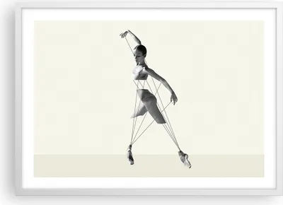 Produktbild von Gerahmtes Poster - Weißer Rahmen - Surreal Ballerina Marionette - 70x50 cm - Wand Bild - Wanddeko - Wandbilder - Kunstposter - Wandposter - Bilderrahmen - Bilder - Kunstdruck - P2WAA70x50-4812