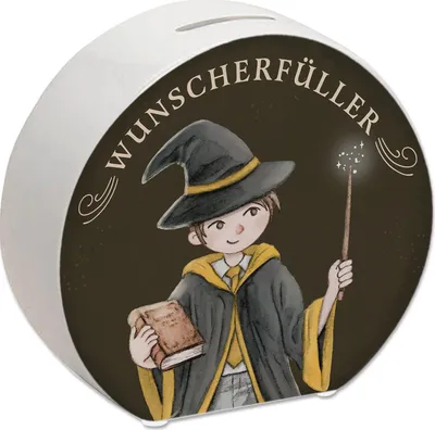 Produktbild von Wunscherfüller Spardose mit Zauberschüler in gelb