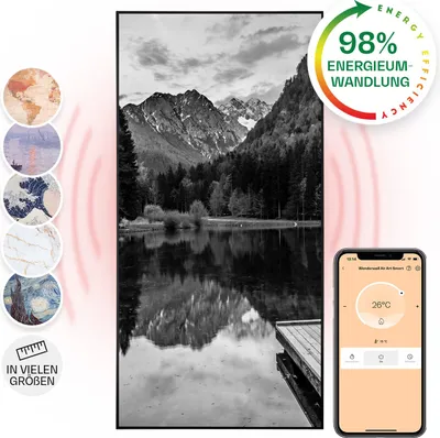 Obrázek produktu pro Klarstein Infračervený ohřívač s termostatem, elektrický ohřívač 700 W, infračervený ohřívač smart home pro montáž na zeď, IR s ovládáním pomocí aplikace IoT/WiFi, plochý ohřívač odolný vůči vlhkosti, nástěnný ohřívač bez CO2