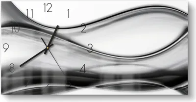 Produktbild von DEQORI Glasuhr 60x30 cm Zahlen 'Rauchiges Wellendesign' Wanduhr Glas Uhr Design leise