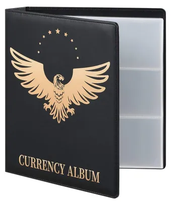 Image de Album de collection pour billets de banque - 90 compartiments, en cuir synthétique, couleur noire