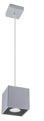 Immagine prodotto di Lampada a sospensione, quadrata, in alluminio grigio, altezza 80 cm