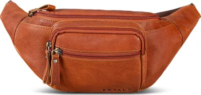 Produktbild von ROYALZ "Alabama" Gürteltasche Leder Herren Damen Bauchtasche Retro Vintage Look Hüfttasche flach Brusttasche Brustbeutel Echtleder | Verstellbarer Gurt bis 130 cm