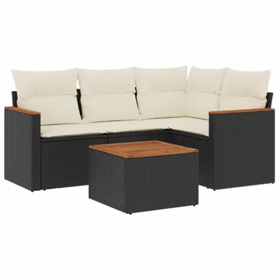 Imagen del producto de Set de muebles de jardín 5 pzas y cojines ratán sintético