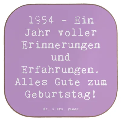 Produktbild von Mr. & Mrs. Panda Tassen Untersetzer Spruch 1954 Geburtstag - Lavendeltraum - Geschenk, Glückwunsch, gläseruntersetzer, Glas, Gläser, für, Tischuntersetzer, Jahr, Alter