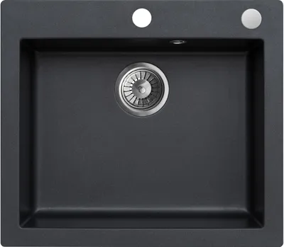 Produktbild von Granitspüle - Spülbecken - Küchenspüle - Black Metallic - 57 x 50 cm - Einbauspüle - Kratzfest, Elegant, Platzsparend, mit Siphon, Mojito 60