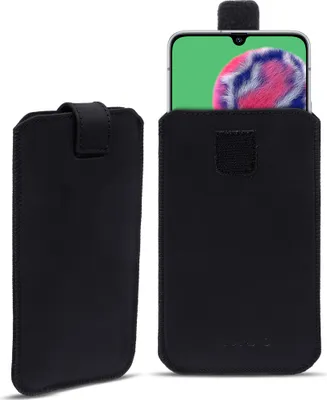 Produktbild von Handy Hülle Samsung Galaxy M32 Leder Tasche Schwarz Schutzhülle Pull Tab Cover