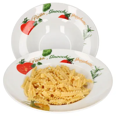 Produktbild von 2er Pastateller-Set Milano Aufdruck Ø27cm Porzellan-Teller Gastro Nudeln Pasta Gnocchi Spaghetti