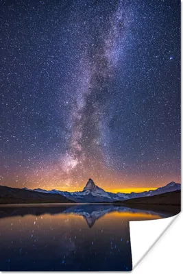 Produktbild von MuchoWow® Poster Die Milchstraße bei einem schönen Sonnenuntergang 80x120 cm - Papierdruck