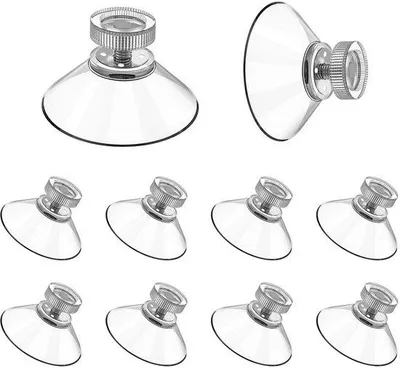 Produktbild von Unyqoos® Transparente Saugnäpfe mit Metall‑Schraubstange – PVC, wiederverwendbar & spurlos, starke Haftung für Badezimmer, Glas, Fliesen und Metall