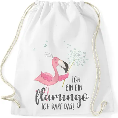 Image de Sac de gym flamant rose Je suis un flamant rose Je peux le dire Moonworks® blanc-gris unisize