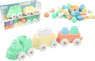 Immagine prodotto di Set di costruzioni Treno + blocchi in silicone Play&Squish 12 pz