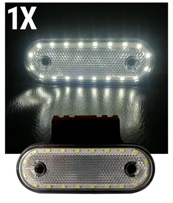 Image de Feu de position/de signalisation à LED avec support, blanc, 20 LED, 12 V–24 V, pour camions, bus, camionnettes, remorques, camions à plateau