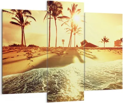 Produktbild von Bild auf Leinwand - Leinwandbild - Strand Meer Palme - 130x100cm - Wand Bild - Wanddeko - Leinwanddruck - Bilder - Kunstdruck - Wanddekoration - Leinwand bilder - Wandkunst - CB130x100-3609
