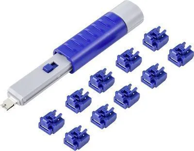 Immagine prodotto di Renkforce RJ45 LAN Port Lock RF-4695234 Set di 10 chiavi argento-blu incl. 1 chiave RF-4695234 (RF-4695234)