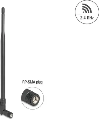 Produktbild von Delock WiFi 2,4 GHz Antenne RP-SMA Stecker 7 dBi omnidirektional mit Kippgelenk