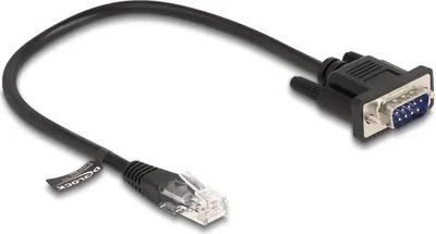 Produktbild von Delock Kabel RJ45 Stecker zu Seriell RS-232 D-Sub 9 Stecker 30 cm schwarz
