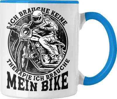 Produktbild von Trendation - Motorradfahrer Tasse Geschenk Ich Brauche Keine Therapie Biker Geschenkidee Motorrad (Blau)