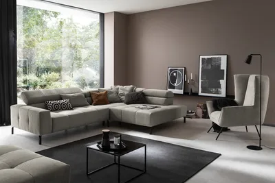 Produktbild von KAWOLA Sofa OHIO Ecksofa Feincord grau mit motorischem Sitzvorzug Recamiere rechts