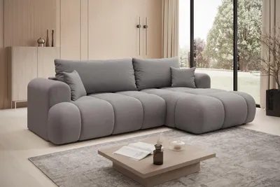 Produktbild von Ecksofa TREVIO Rechts in Grau Stoff ELEMENT  260 × 93 x 165 cm – Modernes Designsofa mit Ottomane