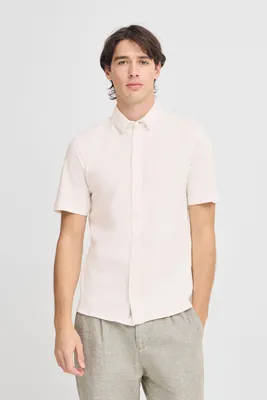 Produktbild von Casual Friday CFFOLKE piquet Herren Kurzarmhemd Hemd Herrenhemd Baumwollmischung slim fit