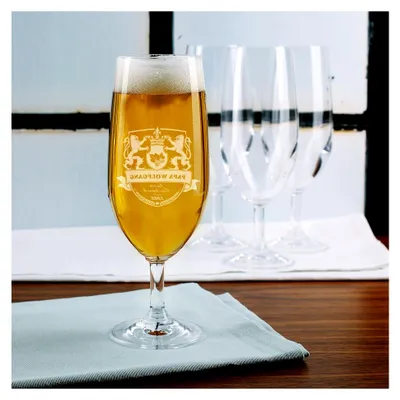 Produktbild von Pilsglas mit Bierwappen und individueller Gravur für Vatertag oder Weihnachten