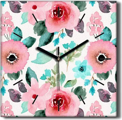 Produktbild von Coloray Hodiny Unikátní 30x30 cm  Tiché hodiny Pro obývací pokoj a kuchyň Nástěnné hodiny Plátno Černé ručičky hodin - Sázet květiny