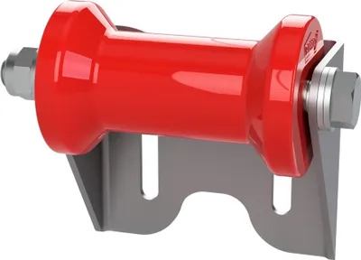 Zdjęcie produktu dla Poliuretanowa rolka stępki z uchwytem U roll pomoc do wodowania przyczepy z łodzią kształt cewki ocynkowany SUPROD, 125 mm, czerwony