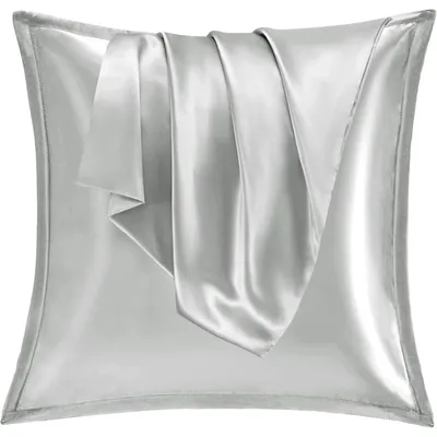 Produktbild von 2er Set Kissenbezüge Satin 65x65 cm Hellgrau mit Reißverschluss