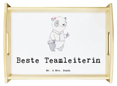 Produktbild von Mr. & Mrs. Panda Servier Tablett Panda Beste Teamleiterin - Weiß - Geschenk, aus holz, Dekotablett, Abschiedsgeschenk, Abschied, Geschenkidee, Deko, Ruhestand, Kollegin