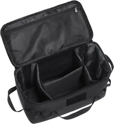 Produktbild von Outdoor-Tas für Campingausrüstung und Kochutensilien mit taktischem und tragbarem Design in Schwarz, ideal für Camping und Picknick.