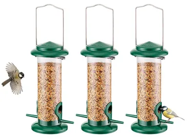 Produktbild von Vogelfutterspender Metall Grün 3 Stück zum Aufhängen für Garten