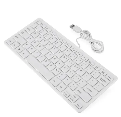 Image de Clavier mini USB ultra-fin avec 78 touches, pour ordinateurs de bureau, ordinateurs portables et PC (blanc)